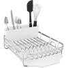 imageKitchenAid Compact Space Saving Aluminum Rust Resistant Dish Rack with Angled Self Draining Drainboard and Removable Flatware Caddy 17Inch CharcoalWhite