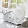 imageKitchenAid Compact Space Saving Aluminum Rust Resistant Dish Rack with Angled Self Draining Drainboard and Removable Flatware Caddy 17Inch CharcoalWhite