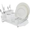 imageKitchenAid Compact Space Saving Aluminum Rust Resistant Dish Rack with Angled Self Draining Drainboard and Removable Flatware Caddy 17Inch CharcoalWhite