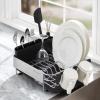 imageKitchenAid Compact Space Saving Rust Resistant Dish Rack with Angled Self Draining Drain Board and Removable Flatware Caddy 1606Inch GrayBlack