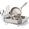 imageKitchenAid Compact Space Saving Rust Resistant Dish Rack with Angled Self Draining Drain Board and Removable Flatware Caddy 1606Inch GrayWhite