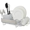 imageKitchenAid Compact Space Saving Rust Resistant Dish Rack with Angled Self Draining Drain Board and Removable Flatware Caddy 1606Inch GrayWhite