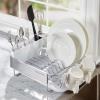 imageKitchenAid Compact Space Saving Rust Resistant Dish Rack with Angled Self Draining Drain Board and Removable Flatware Caddy 1606Inch GrayWhite