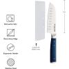 imageKitchenAid Gourmet Forged Chef Knife with CustomFit Blade Cover Sharp Kitchen Knife HighCarbon Japanese Stainless Steel Blade 8 inch Ink BlueInk Blue