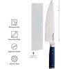 imageKitchenAid Gourmet Forged Chef Knife with CustomFit Blade Cover Sharp Kitchen Knife HighCarbon Japanese Stainless Steel Blade 8 inch Ink BlueInk Blue