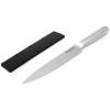 imageKitchenAid Gourmet Forged Stainless Steel Slicer Knife with CustomFit Blade Cover 8inch Sharp Kitchen Knife HighCarbon Japanese Stainless Steel Blade Brushed Stainless Steel Handle