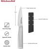 imageKitchenAid Gourmet Forged Steak Knife Set HighCarbon Japanese Stainless Steel 4 Piece Brushed35Inch Serrated Paring Knife