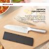 imageKitchenAid Gourmet Forged Steak Knife Set HighCarbon Japanese Stainless Steel 4 Piece Brushed7Inch Santoku Knife