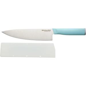 imageKitchenAid Classic Chef CustomFit Cover Sharp Kitchen Knife HighCarbon Japanese Stainless Steel Blade 8 Inch GrayBlue