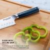 imageKitchenAid Gourmet Forged Santoku CustomFit Cover Sharp Kitchen Knife HighCarbon Japanese Stainless Steel Blade 5 Inch Ink Blue