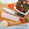 imageKitchenAid Gourmet Forged Santoku CustomFit Cover Sharp Kitchen Knife HighCarbon Japanese Stainless Steel Blade 5 Inch Ink Blue