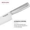 imageKitchenAid Gourmet Forged Stainless Steel Chef Knife with CustomFit Blade Cover Sharp Kitchen Knife HighCarbon Japanese Stainless Steel Blade 8 Inch Brushed Stainless Steel HandleBrushed Stainless Steel Handle