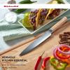 imageKitchenAid Premium 55Inch Forged Serrated Utility Knife  AUS10 Damascus Steel Blade Triple Rivet Pakkawood Handle Sharp Kitchen Knife NaturalNatural