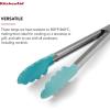 imageKitchenAid Silicone Tipped Stainless Steel Tongs 12 Inch BlackAqua Sky