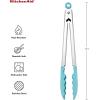 imageKitchenAid Silicone Tipped Stainless Steel Tongs 12 Inch BlackAqua Sky