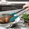 imageKitchenAid Silicone Tipped Stainless Steel Tongs 12 Inch BlackAqua Sky