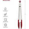 imageKitchenAid Silicone Tipped Stainless Steel Tongs 12 Inch BlackRed