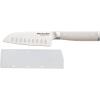 imageKitchenAid Gourmet Forged Santoku Knife with CustomFit Blade Cover Sharp Kitchen Knife HighCarbon Japanese Stainless Steel Blade 5 inch Milkshake