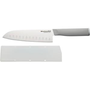 imageKitchenAid Classic Santoku CustomFit Cover Sharp Kitchen Knife HighCarbon Japanese Stainless Steel Blade 7 Inch GrayGray