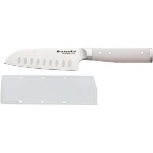 imageKitchenAid Gourmet Forged Santoku Knife with CustomFit Blade Cover Sharp Kitchen Knife HighCarbon Japanese Stainless Steel Blade 5 inch Milkshake