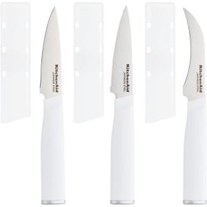 imageKitchenAid Paring Knife Set High Carbon Stainless Steel Kitchen Knife Set RazorSharp Blades 3 Piece WhiteWhite
