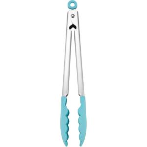 imageKitchenAid Silicone Tipped Stainless Steel Tongs 12 Inch BlackAqua Sky
