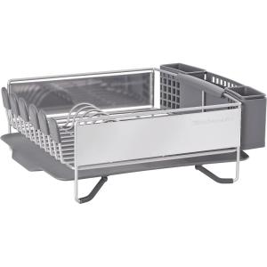 imageKitchenAid Compact Space Saving Dish Rack with Removable Flatware Caddy and Angled Self Draining Drainboard Satin Gray 15Inchby1325InchGray