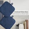 imageKITCHENAID Gourmet Series Gridlines Pot Holders 2Pack Set Heat Resistant up to 600F Soft Silicone Grip Magnetic Cuff Passion Red 8quotx8quotInk Blue