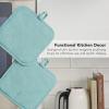 imageKITCHENAID Gourmet Series Gridlines Pot Holders 2Pack Set Heat Resistant up to 600F Soft Silicone Grip Magnetic Cuff Passion Red 8quotx8quotMineral Water Aqua