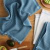 imageKitchenAid Gourmet Series Gridlines Kitchen Towels 3Pack Set 100 Cotton Absorbent Mineral Water Aqua 18quotx28quotBlue Velvet