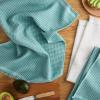 imageKitchenAid Gourmet Series Gridlines Kitchen Towels 3Pack Set 100 Cotton Absorbent Mineral Water Aqua 18quotx28quotMineral Water Aqua