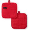 imageKITCHENAID Gourmet Series Gridlines Pot Holders 2Pack Set Heat Resistant up to 600F Soft Silicone Grip Magnetic Cuff Passion Red 8quotx8quotPassion Red