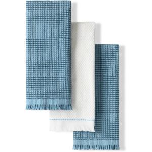 imageKitchenAid Gourmet Series Gridlines Kitchen Towels 3Pack Set 100 Cotton Absorbent Mineral Water Aqua 18quotx28quotBlue Velvet