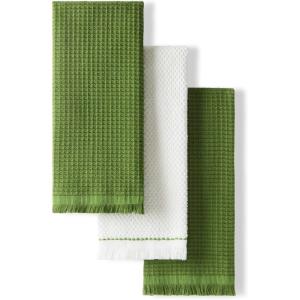 imageKitchenAid Gourmet Series Gridlines Kitchen Towels 3Pack Set 100 Cotton Absorbent Mineral Water Aqua 18quotx28quotMatcha Green