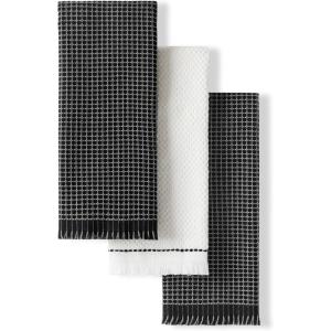 imageKitchenAid Gourmet Series Gridlines Kitchen Towels 3Pack Set 100 Cotton Absorbent Mineral Water Aqua 18quotx28quotMatte Black