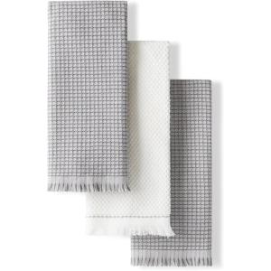 imageKitchenAid Gourmet Series Gridlines Kitchen Towels 3Pack Set 100 Cotton Absorbent Mineral Water Aqua 18quotx28quotMatte Grey