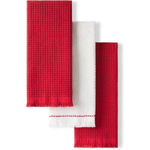 imageKitchenAid Gourmet Series Gridlines Kitchen Towels 3Pack Set 100 Cotton Absorbent Mineral Water Aqua 18quotx28quotPassion Red
