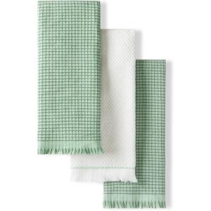 imageKitchenAid Gourmet Series Gridlines Kitchen Towels 3Pack Set 100 Cotton Absorbent Mineral Water Aqua 18quotx28quotPistachio Green