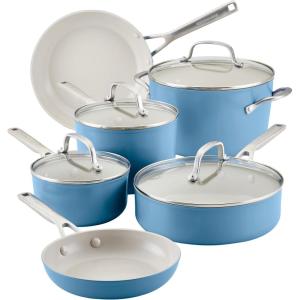 imageKitchenAid Hard Anodized Ceramic Nonstick CookwarePots and Pans Set 10 Piece  Blue Velvet84815