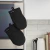 imageKITCHENAID Gourmet Series Gridlines Mini Oven Mitts 2Pack Set Heat Resistant up to 600F Soft Silicone Grip Magnetic Cuff Blue Velvet 55quotx9quotMatte Black
