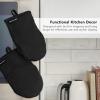 imageKITCHENAID Gourmet Series Gridlines Mini Oven Mitts 2Pack Set Heat Resistant up to 600F Soft Silicone Grip Magnetic Cuff Blue Velvet 55quotx9quotMatte Black