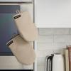 imageKITCHENAID Gourmet Series Gridlines Mini Oven Mitts 2Pack Set Heat Resistant up to 600F Soft Silicone Grip Magnetic Cuff Blue Velvet 55quotx9quotMilkshake Tan