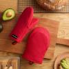 imageKITCHENAID Gourmet Series Gridlines Mini Oven Mitts 2Pack Set Heat Resistant up to 600F Soft Silicone Grip Magnetic Cuff Blue Velvet 55quotx9quotPassion Red