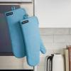 imageKITCHENAID Gourmet Series Gridlines Oven Mitts 2Pack Set Heat Resistant up to 600F Soft Silicone Grip Magnetic Cuff Matte Black 7quotx14quotBlue Velvet