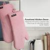 imageKITCHENAID Gourmet Series Gridlines Oven Mitts 2Pack Set Heat Resistant up to 600F Soft Silicone Grip Magnetic Cuff Matte Black 7quotx14quotDried Rose