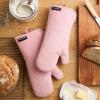 imageKITCHENAID Gourmet Series Gridlines Oven Mitts 2Pack Set Heat Resistant up to 600F Soft Silicone Grip Magnetic Cuff Matte Black 7quotx14quotDried Rose