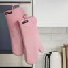imageKITCHENAID Gourmet Series Gridlines Oven Mitts 2Pack Set Heat Resistant up to 600F Soft Silicone Grip Magnetic Cuff Matte Black 7quotx14quotDried Rose