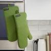 imageKITCHENAID Gourmet Series Gridlines Oven Mitts 2Pack Set Heat Resistant up to 600F Soft Silicone Grip Magnetic Cuff Matte Black 7quotx14quotMatcha Green