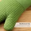 imageKITCHENAID Gourmet Series Gridlines Oven Mitts 2Pack Set Heat Resistant up to 600F Soft Silicone Grip Magnetic Cuff Matte Black 7quotx14quotMatcha Green