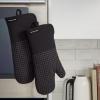 imageKITCHENAID Gourmet Series Gridlines Oven Mitts 2Pack Set Heat Resistant up to 600F Soft Silicone Grip Magnetic Cuff Matte Black 7quotx14quotMatte Black